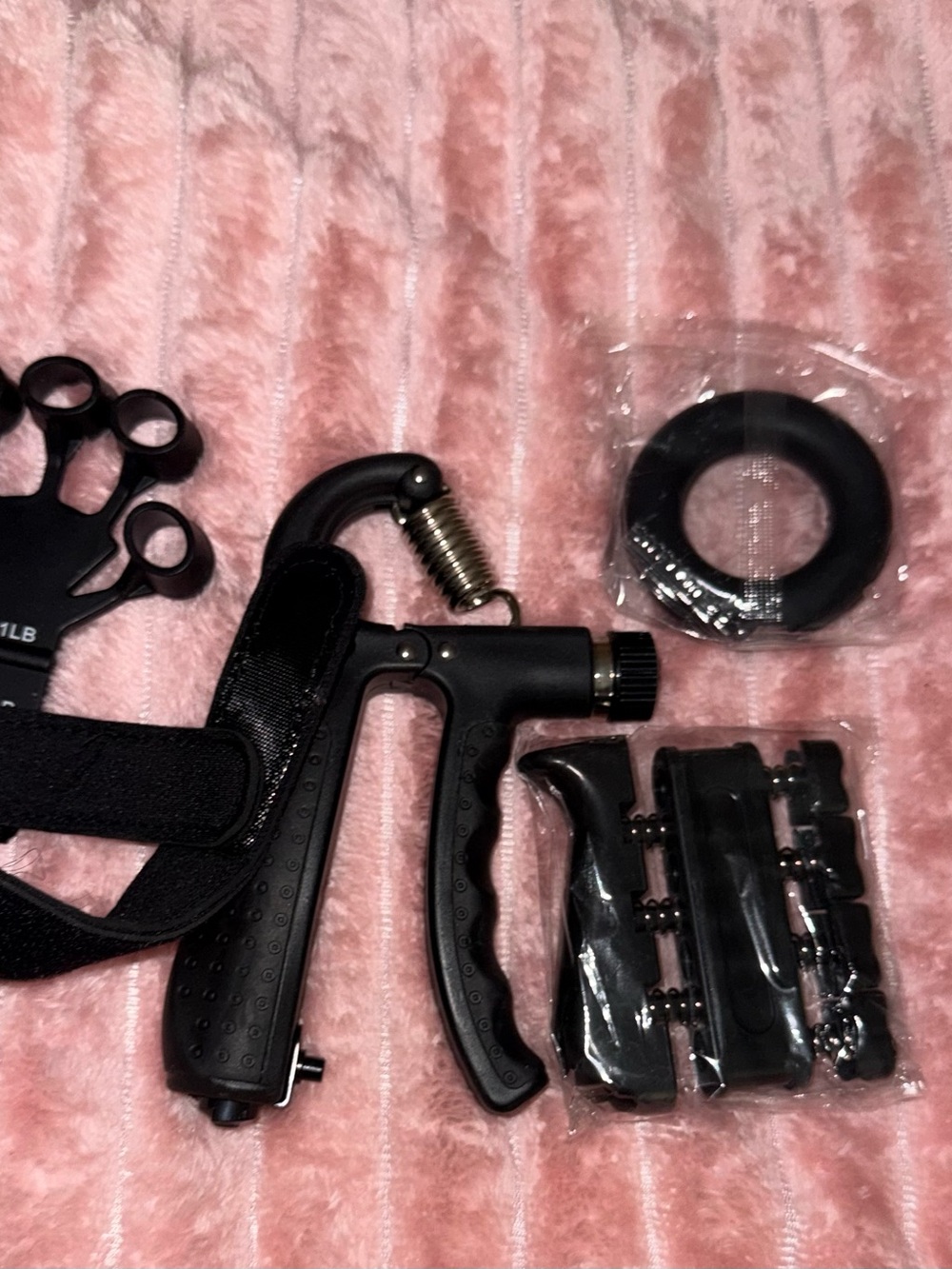 Black Hand Grip and Finger Trainer Set with Adjustable Resistance
